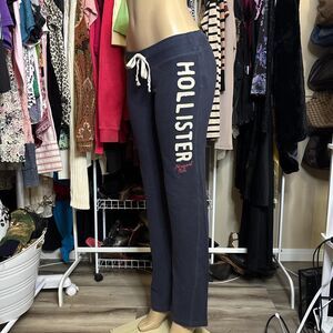 Hollister-co Women's Navy and Blue Sweat Pants